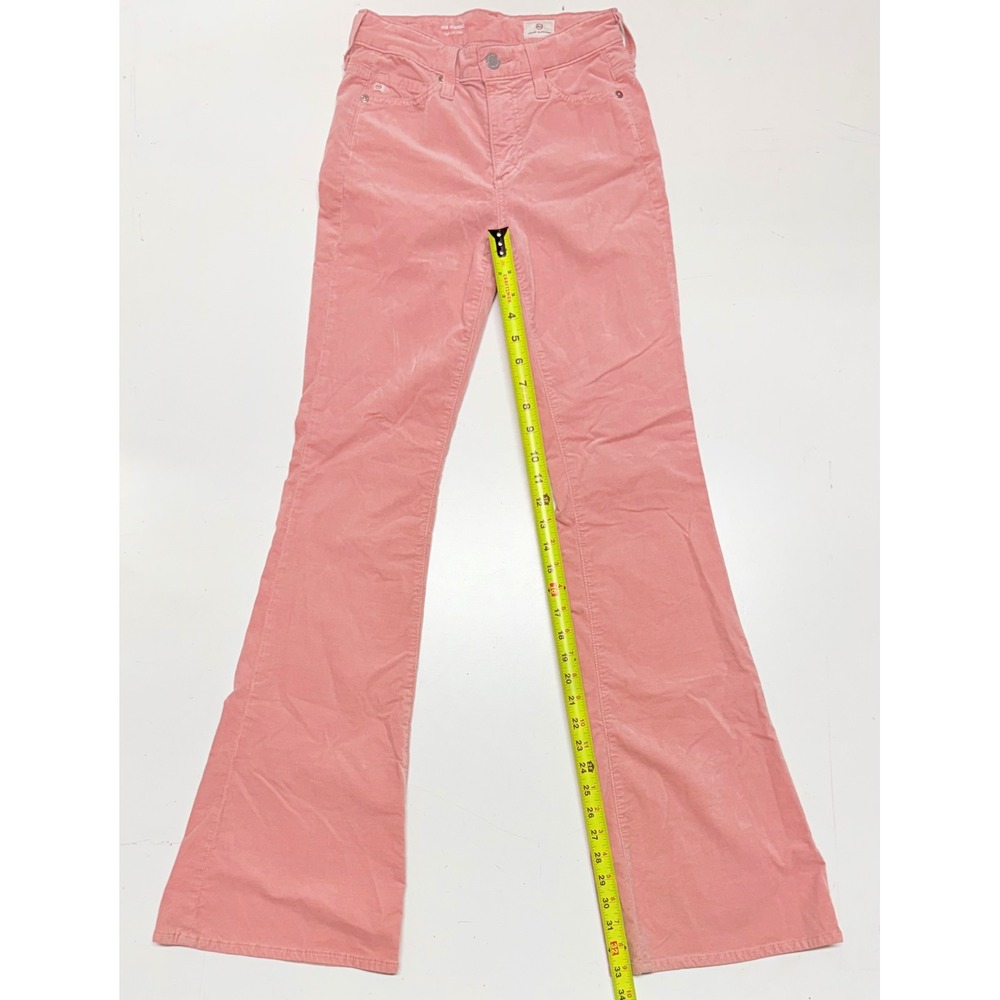 AG Adriano Goldschmied‎ The Quinne High Rise Flare Velvet Pink Pants 23R